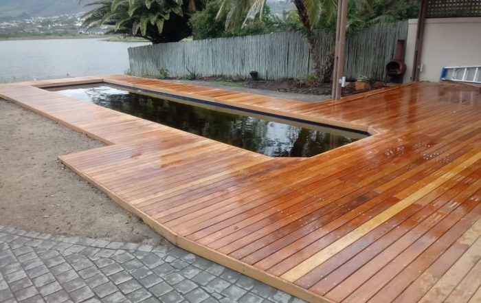 wooden pool decking cape town hout bay Garapa wood