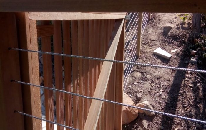 Balau wooden balustrade with stainless steel cable