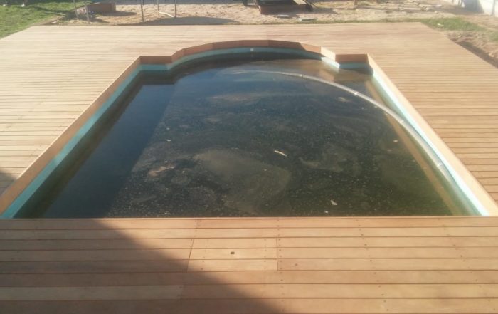 wooden decking - garapa pool deck