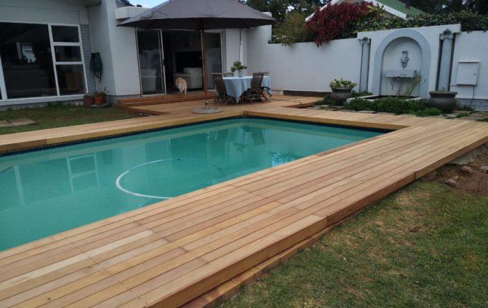 wooden pool decking - garapa - cape decking