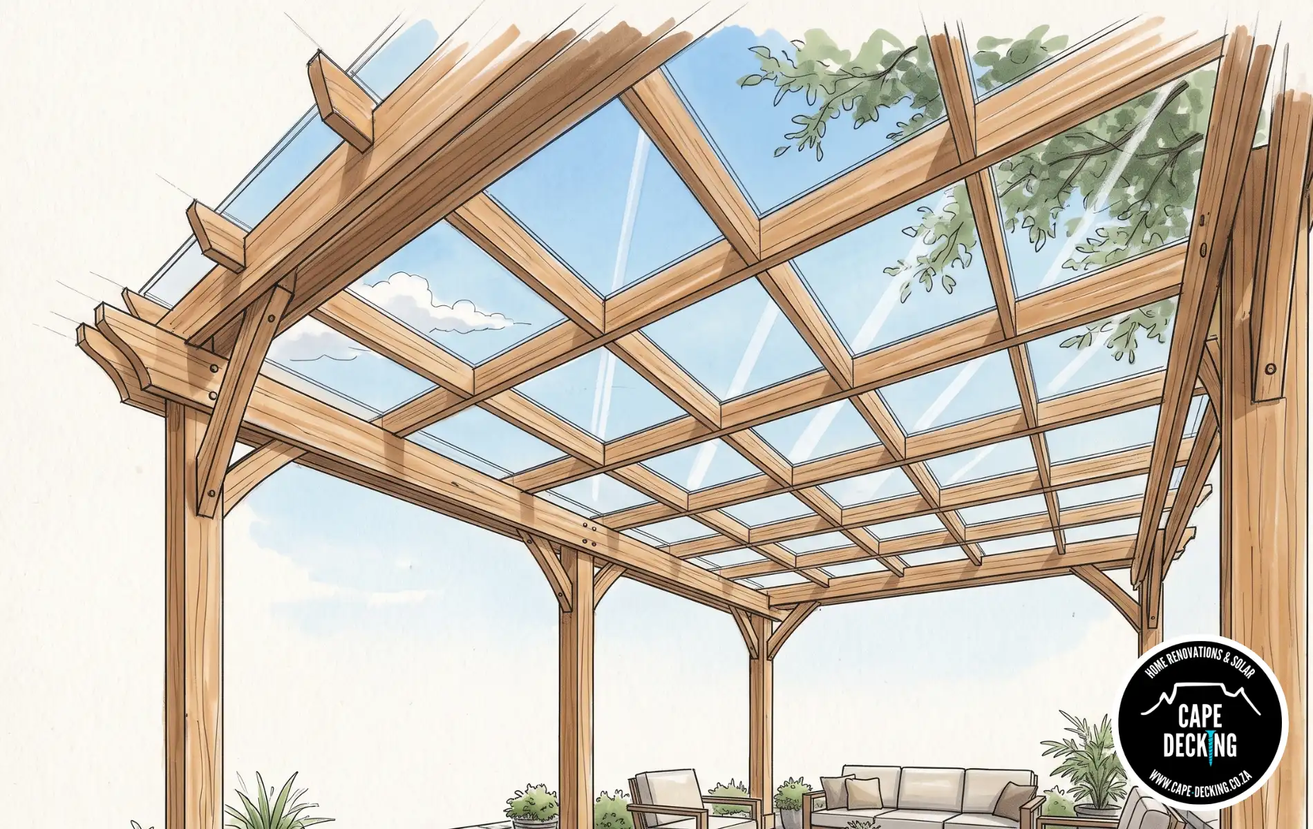 Wooden Pergola - Perspex Roof - Clear Skylight Effect - Cape Decking